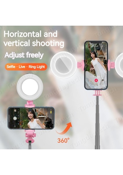 Iki Işıklı Bluetooth Uyumlu Taşınabilir Selfie Çubuğu 1.6m Estabilizador Celular Tripod, Akıllı Telefon Için Dolgu Işığıyla Makyaj Video Canlı (Yurt Dışından)