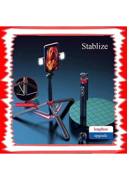 Mavi Yenı Kablosuz Bluetooth Uyumlu Selfie Çubuğu Katlanabilir Uzatılabilir Tripod Kamera iphone Dolgu Işığı Deklanşör Uzaktan Kumanda ile (Yurt Dışından) fiyatları