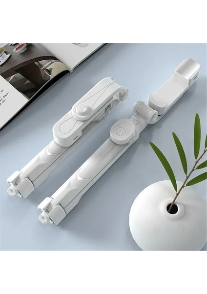 Beyaz 1 Adet 3 In 1 Kablosuz Bluetooth Özçekim Çubuğu + Mini Özçekim Tripod Uzaktan Kumanda ile Cep Telefonu Için Ev Seyahat Için (Yurt Dışından)