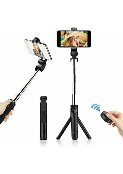 Beyaz 1 Adet 3 In 1 Kablosuz Bluetooth Özçekim Çubuğu + Mini Özçekim Tripod Uzaktan Kumanda ile Cep Telefonu Için Ev Seyahat Için (Yurt Dışından)