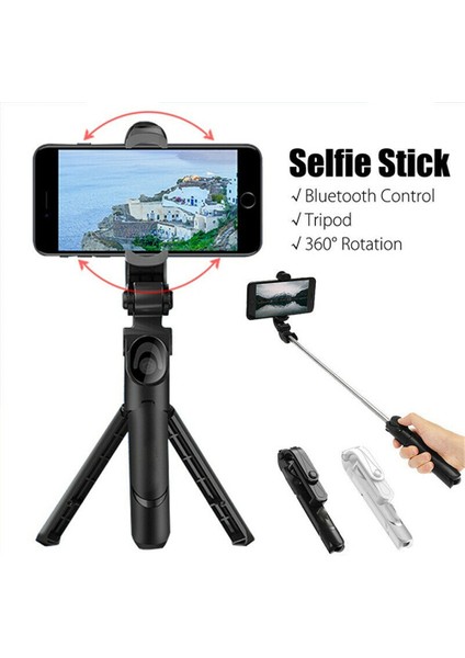 Beyaz 1 Adet 3 In 1 Kablosuz Bluetooth Özçekim Çubuğu + Mini Özçekim Tripod Uzaktan Kumanda ile Cep Telefonu Için Ev Seyahat Için (Yurt Dışından)