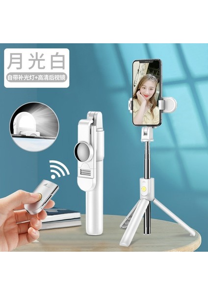 K10S Beyaz Kablosuz Bluetooth Selfie Sopa Katlanabilir Mini Tripod Ios Android Telefon Standı Cep Telefonu Tripod Için Uzaktan Kumanda ile (Yurt Dışından)