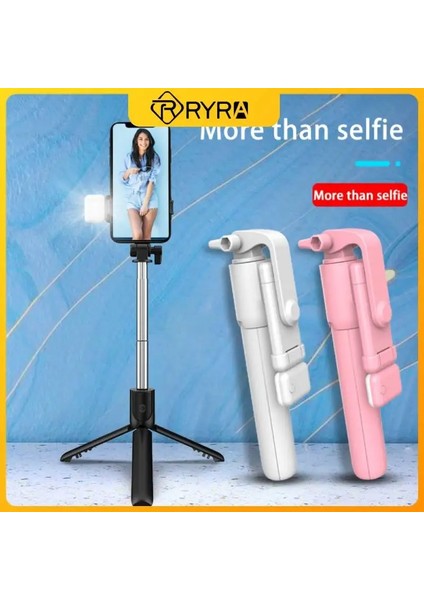 R1S Pembe Ryra Kablosuz Selfie Çubuğu Tripod Katlanabilir Braketi Xiaomi Redmi Huawei IPhone Akıllı Telefon Android Ios Tutucu (Yurt Dışından) fiyatları