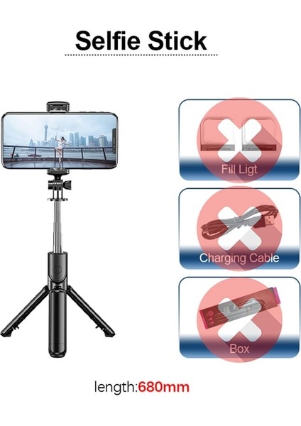 68 cm Işık Yok Kutu Fangtuosı Katlanabilir Kablosuz Bluetooth Selfie Çubuğu Tripod, Bluetooth Deklanşör Dolgu Işığı Alüminyum Alaşımlı Selfie Stck 2022 Yeni (Yurt Dışından)