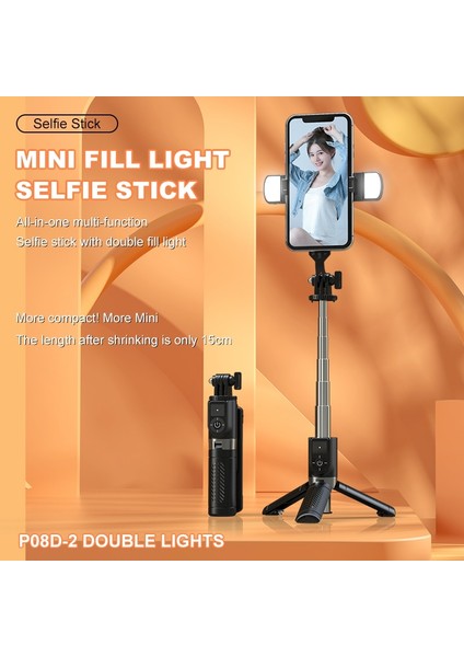 Bir Dolgu Işığı ile Bluetooth Selfie Çubuğu Tripod Doldurma Işığı Katlanabilir Uzaktan El Monopod Sabitleyici Cep Telefonu Akıllı Telefon Için Kablosuz Kontrol (Yurt Dışından)