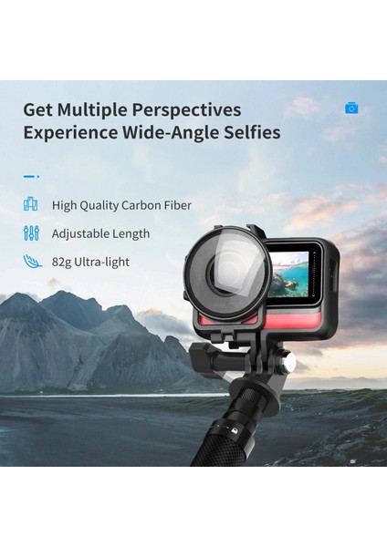 Eylem Kamera Için Telesın 116 cm Karbon Fiber Monopod Selfie Sopa Uzatılabilir + 1/4 Vida Gopro Hero 11 10 9 INSTA360 Djı Osmo Action2 3 Kamera (Yurt Dışından) modelleri