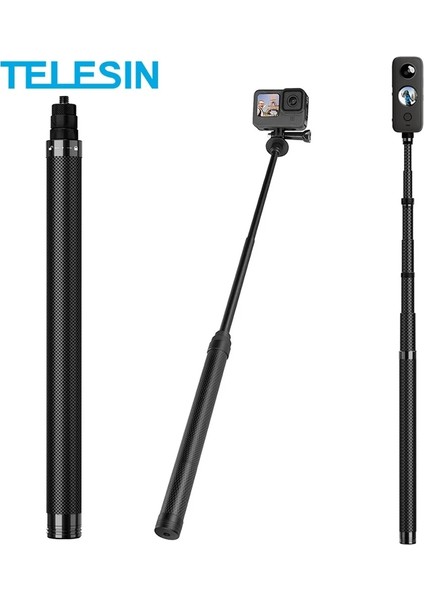 Eylem Kamera Için Telesın 116 cm Karbon Fiber Monopod Selfie Sopa Uzatılabilir + 1/4 Vida Gopro Hero 11 10 9 INSTA360 Djı Osmo Action2 3 Kamera (Yurt Dışından) indirimleri