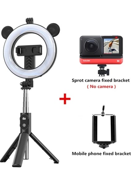 Ayı Kulak Halkası Işık 4 In 1 Selfie Sopa Tripod Standı Kablosuz Bluetooth Uzaktan El LED Halka Işık Akıllı Telefon IPhone Huawei Xiaomi Için (Yurt Dışından)