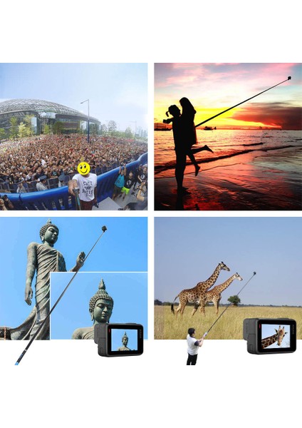 Telesın 106 "selfie Sopa Karbon Fiber Uzatılabilir El Monopod Gopro Hero 10 9 8 7 6 5 Gopro Max Osmo Eylem INSTA360 (Yurt Dışından)