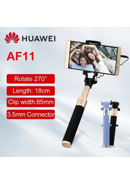 AF11 Yeni Huawei AF11 Selfie Çubuğu 3.5mm Konnektör Tripod Selfie Çubuğu 270° Döndürme Telefon Standı Tutucu Iso Android Için Uzunluk 18 cm (Yurt Dışından)