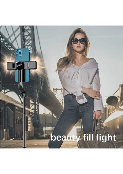 Kutu ile Iki Işık Fangtuosı Yeni Alüminyum Katlanabilir Kablosuz Bluetooth Selfie Çubuk Tripod, Ios Android Için Dolgu Işığı Deklanşör Uzaktan Kumanda ile (Yurt Dışından) indirimleri