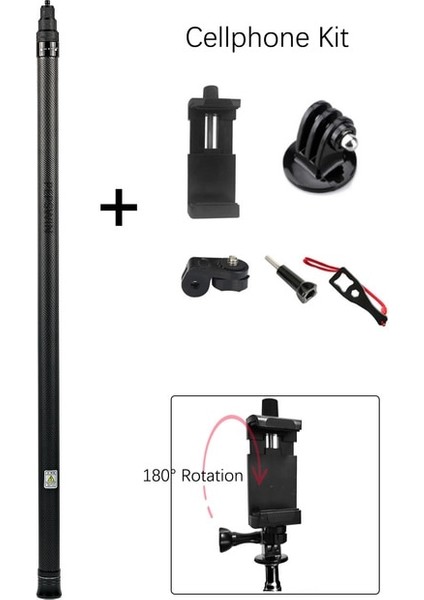 Telefon Klipsi ile 3m INSTA360 One X2 One R One x Için Görünmez Selfie Çubuğu Gopro Max Gopro 9 Için Ultra Hafif Karbon Fiber Aksiyon Kamera Aksesuarı (Yurt Dışından)