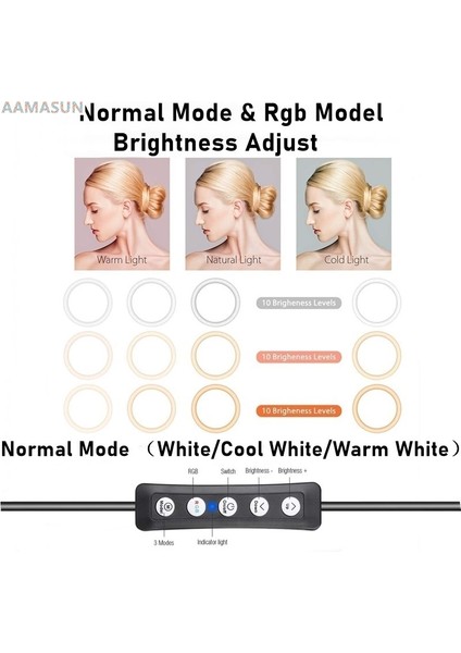 8 Inç Aamasun Kısılabilir Rgb LED Selfie Halka Dolgu Işığı Fotoğraf Halka Lamba Makyaj Video Canlı Aro De Luz Para Celular Için Tripod ile (Yurt Dışından) modelleri