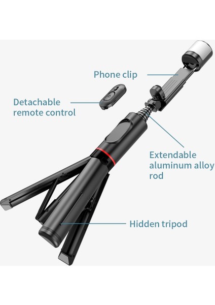 Siyah Ekle Ty-C Fangtuosı 2023 Yenı Taşınabilir Kablosuz Bluetooth Telefon Selfie Çubuğu Tripod Dolgu Işığı ile Bluetooth Deklanşör iphone Huawei Için (Yurt Dışından) indirimleri