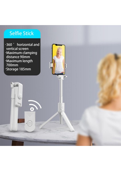 Beyaz Pratik Selfie Tripod Yaygın Uyumlu Katlanabilir Tasarım Kaymaz Ped Selfie Çubuğu Cep Telefonu Aksesuarları (Yurt Dışından)