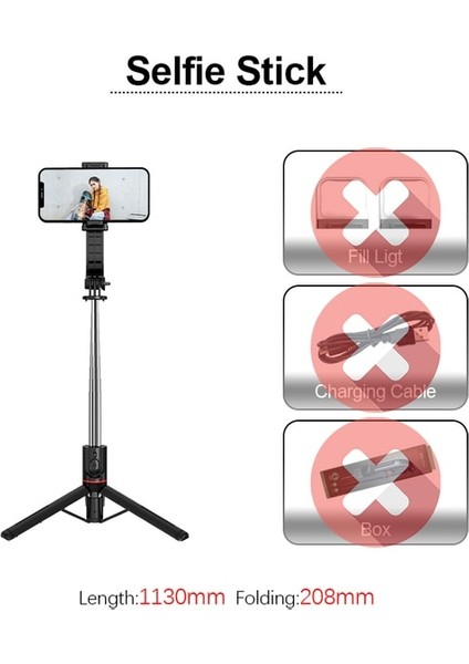 Işık Yok Kutu Yok Cool Dıer 2022 Yeni Katlanabilir Kablosuz Bluetooth Selfie Çubuğu Tripod Uzaktan Deklanşör ile Akıllı Telefon Için Doldurma Işığı Selfie Stck