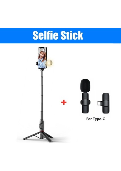 Siyah Ekle Ty-C Mikrofon Cool Dıer Q12S Katlanabilir Kablosuz Bluetooth Selfie Çubuğu Tripod Monopod Bluetooth Deklanşörlü Dolgu Işığı iphone Xiaomi Telefonu (Yurt Dışından)