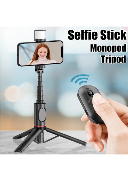 Siyah Ekle Ty-C Mikrofon Cool Dıer Q12S Katlanabilir Kablosuz Bluetooth Selfie Çubuğu Tripod Monopod Bluetooth Deklanşörlü Dolgu Işığı iphone Xiaomi Telefonu (Yurt Dışından)