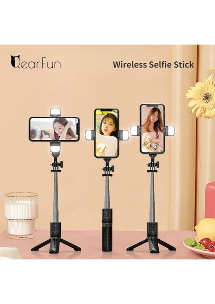 Beyaz Ayna ile Bluetooth Selfie Çubuğu Tripod Doldurma Işığı Katlanabilir Uzaktan El Monopod Sabitleyici Cep Telefonu Akıllı Telefon Için Kablosuz Kontrol (Yurt Dışından) fiyatları