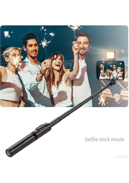 Siyah Ekle Ty-C Mikrofon Cool Dıer Q12S Katlanabilir Kablosuz Bluetooth Selfie Çubuğu Tripod Monopod Bluetooth Deklanşörlü Dolgu Işığı iphone Xiaomi Telefonu (Yurt Dışından)