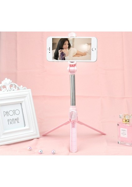 Pembe Işık Yok Tripod LED Işık Selfie Çubuklu Telefon Tutucu Standı Mobil Cep Akıllı Telefon Bluetooth Monopod Teleskopik Katlanabilir Monope (Yurt Dışından)