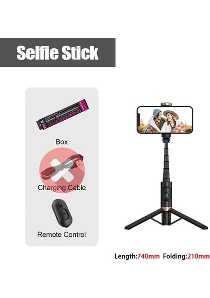 Kutu ile Işık Yok 2023 Yeni Alüminyum Gizli Kablosuz Selfie Çubuğu Bluetooth Deklanşör Monopod Telefon Tripodu Canlı Yayın Için Dolgu Işığı ile (Yurt Dışından)