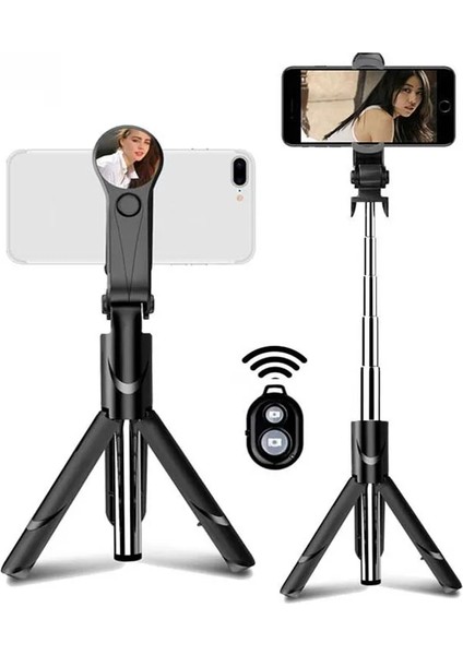 Yeşil Evrensel Bluetooth Selfie Çubuğu Aynalı Kablosuz Mini Tripod Uzatılabilir Monopod iPhone Için Android Için Samsung Için (Yurt Dışından)