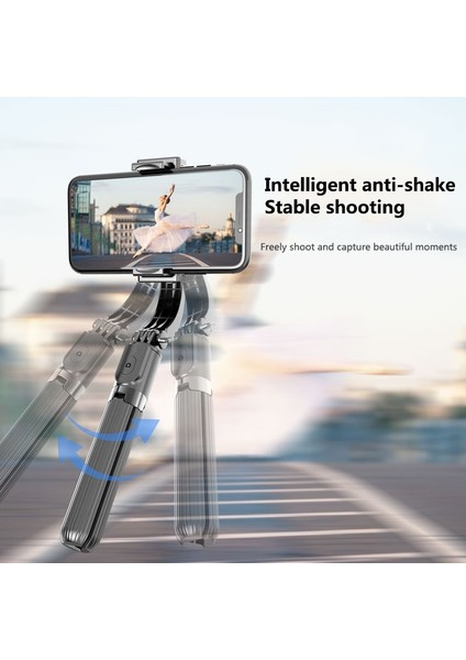 L08 White4 Bluetooth Uyumlu Selfie Çubuğu Tripod Anti-Sarsıntı El Gimbal Sabitleyici Iphone Samsung Xiaomi Akıllı Telefon (Yurt Dışından) modelleri