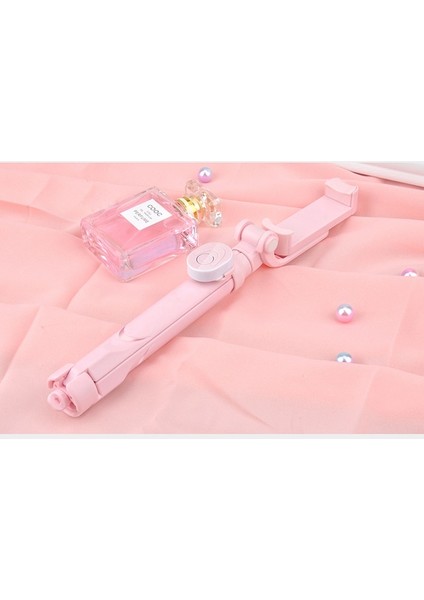 Pembe Evrensel Kablosuz Bluetooth Selfie Sopa Tripod iPhone Samsung Huawei Xiaomi Cep Telefonu Selfie Sopa Deklanşör 360 Dönen (Yurt Dışından)
