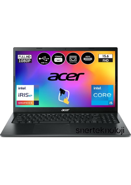 Extensa EX215-54 Intel Core I5 1135G7 8 GB 512 GB SSD Freedos 15.6" Fhd Taşınabilir Bilgisayar NX.EGJEY.005-SNERTECH