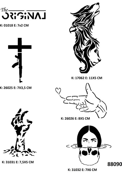 Savaş Ve Zombi Geçici Dövme Kalıpları Sadece Desen