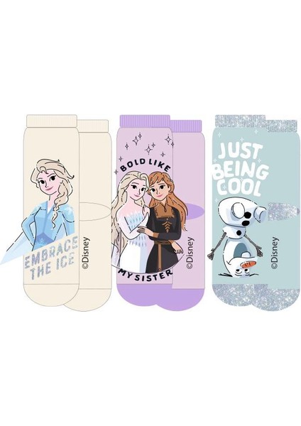 Disney Frozen 21550 Lisanslı 3'lü Çocuk Soket Çorap