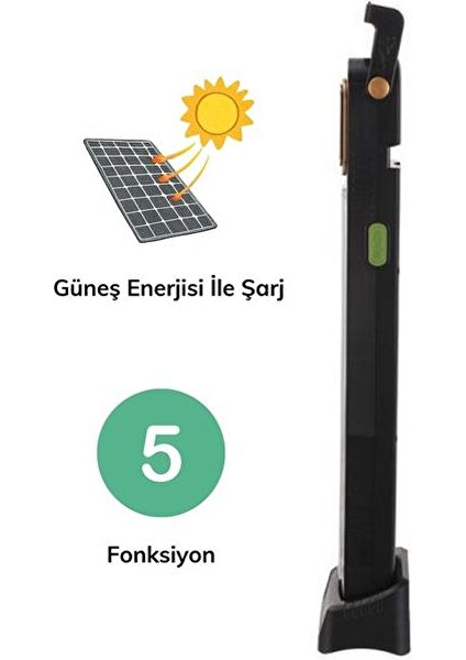 Buffer® 5 Fonksiyonlu Güneş Enerjisi Ile Şarj Olabilen 48 Ledli Işıldak,aydınlatma PR-3838