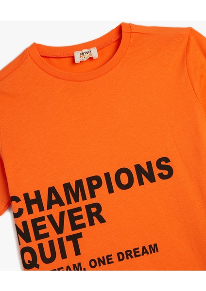 Tişört Kısa Kollu Slogan Baskılı Pamuklu modelleri