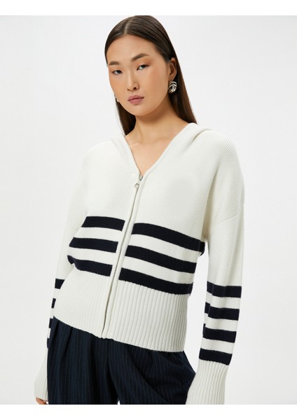 Fermuarlı Hırka Geniş Yaka Ribanalı