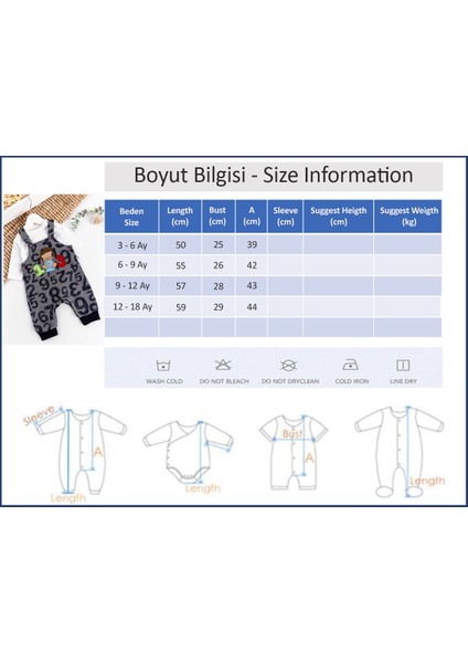 Figür Işlemeli Erkek Bebek Tulum Salopet Takım