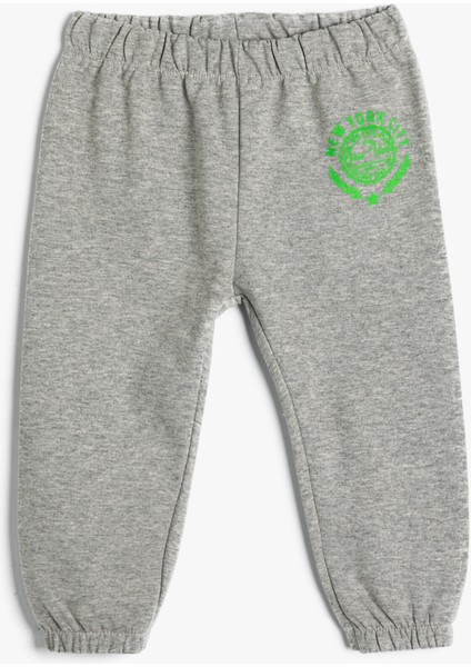 Basic Jogger Eşofman Altı Beli Lastikli Baskı Detaylı