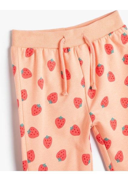 Çilek Baskılı Jogger Eşofman Altı Beli Bağlamalı Pamuklu modelleri