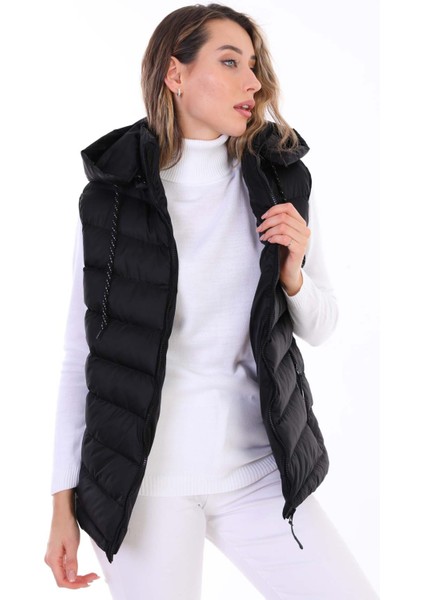 Kadın Jel Dolgulu Çıkartılabilen Fermuarlı Kapüşon Cepli Şişme Yelek modelleri