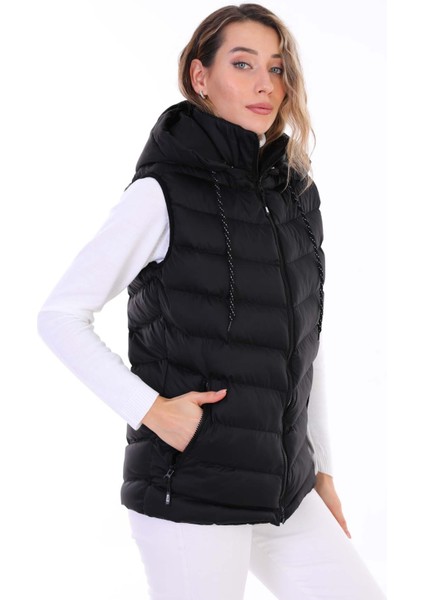 Kadın Jel Dolgulu Çıkartılabilen Fermuarlı Kapüşon Cepli Şişme Yelek fırsatları