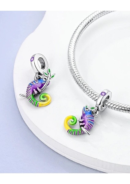 Renk Değiştiren Bukalemun Gümüş Charm 925 Ayar