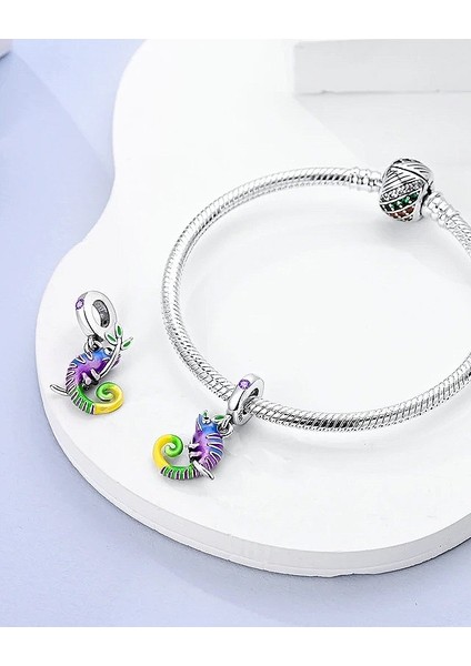 Renk Değiştiren Bukalemun Gümüş Charm 925 Ayar