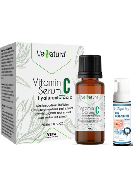 Vitamin C + Hyaluronic Acid Cilt Bakım Serumu 30 Ml - Diş Beyazlatıcı Köpük