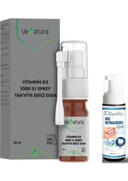 Vitamin D3 1000 Iu Sprey Takviye Edici Gıda 20 Ml- Diş Beyazlatıcı Köpük