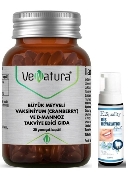 Cranberry Ve D Mannoz Takviye Edici Gıda 30 Yumuşak Kapsül - Diş Beyazlatıcı Köpük