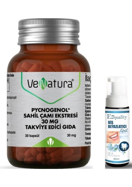 Pycnogenol Sahil Çamı Ekstresi 30 Mg Takviye Edici Gıda 30 Kapsül - Diş Beyazlatıcı Köpük