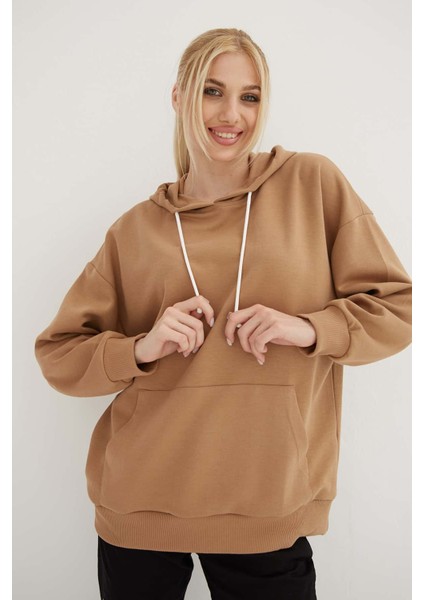 Pamuklu Oversize Kapüşonlu Sweat Bayan Sweat 23K0805K1