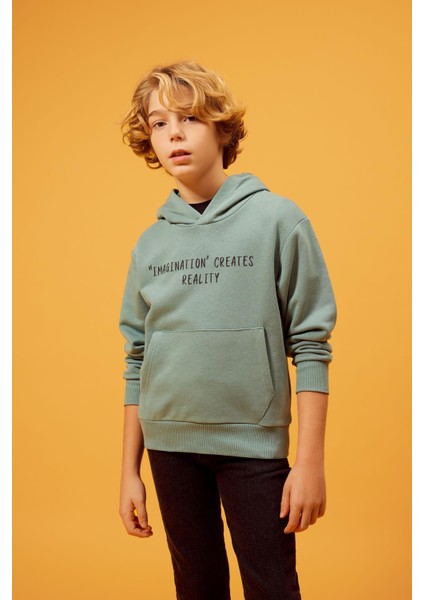 Erkek Çocuk Baskılı Kapüşonlu Sweatshirt B5489A823WN