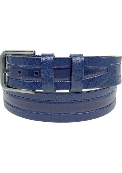 Lacivert Hakiki Deri Desenli Model 4.5 Cm.lik Spor Kot Kemer - 505-61 fiyatları