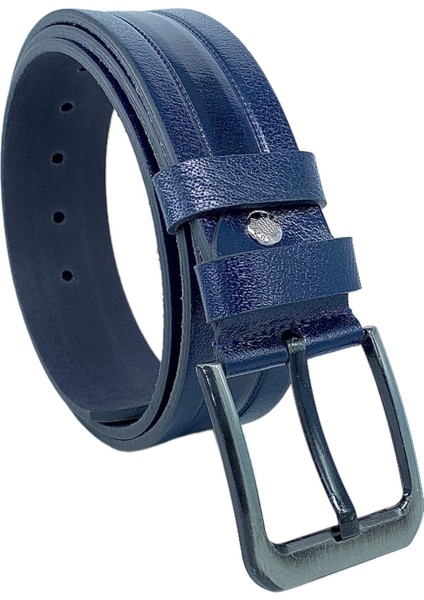 Lacivert Hakiki Deri Desenli Model 4.5 Cm.lik Spor Kot Kemer - 505-61 modelleri